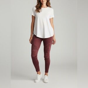 NEW•XL• Merlot Distressed Stretchy Moto Jean Leggings